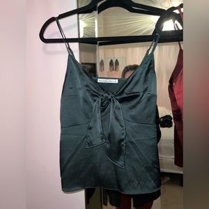 Abercrombie & Fitch Green Satin Tank